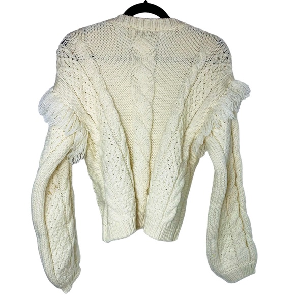 Cupcakes & Cashmere Solstice Sweater, Birch White, FRINGE Size XS - Picture 6 of 8